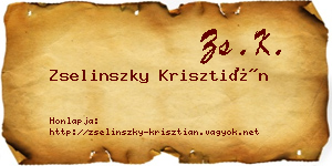 Zselinszky Krisztián névjegykártya