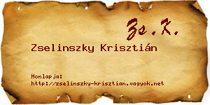 Zselinszky Krisztián névjegykártya